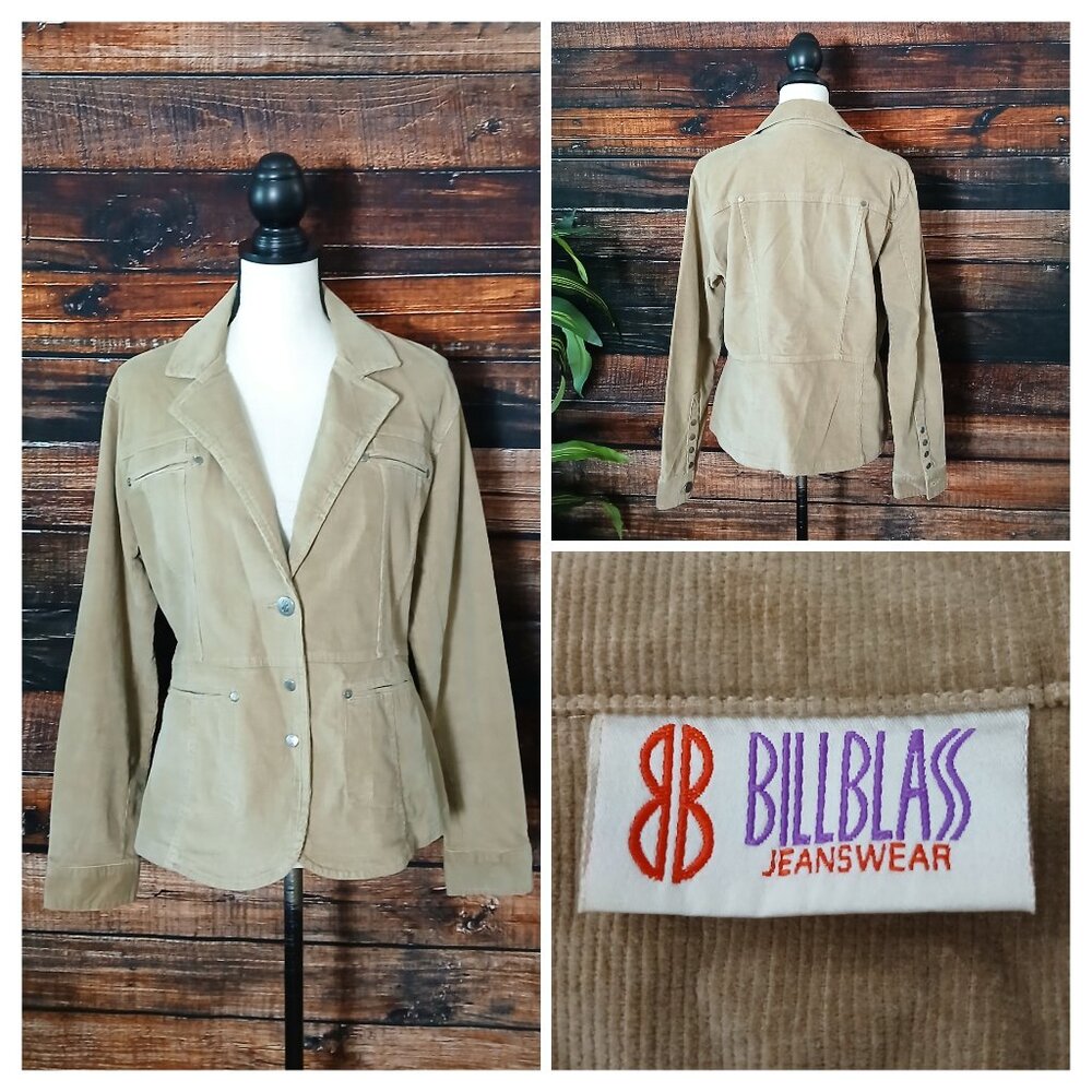 Bill Blass 8 Vintage Corduroy Blazer Jacket Camel Tan Pockets